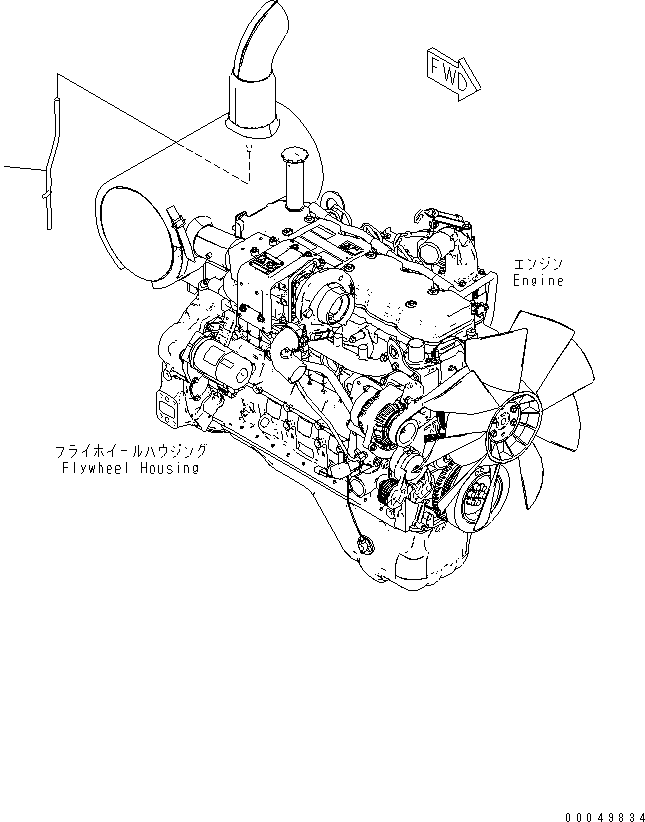 Komatsu parts book diagram for SAA6D107E-1G-W S/N 26500006-UP: MUFFLER TUBE