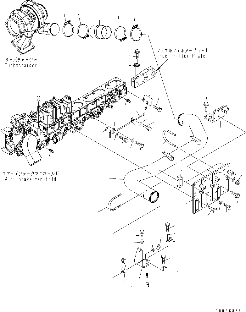 Engines Komatsu / SAA6D170E-5CR-W S/N 610001-UP(saa6d3hc) / AIR PIPING AND SPILL TUBE(030070 : A1310-B6F5)