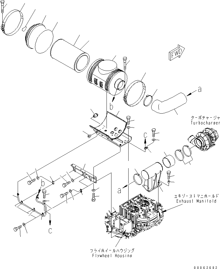 Engines Komatsu / SAA6D170E-5CR-W S/N 610001-UP(saa6d3hc) / AIR CLEANER AND INDICATOR PIPING(030080 : A1410-A6K5)