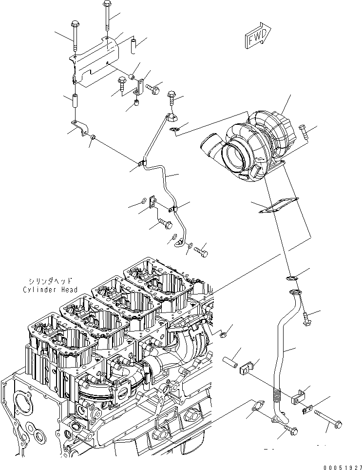 Engines Komatsu / SAA6D170E-5CR-W S/N 610001-UP(saa6d3hc) / TURBOCHARGER MOUNTING AND LUBRICATOR(030110 : A1530-A6J1)