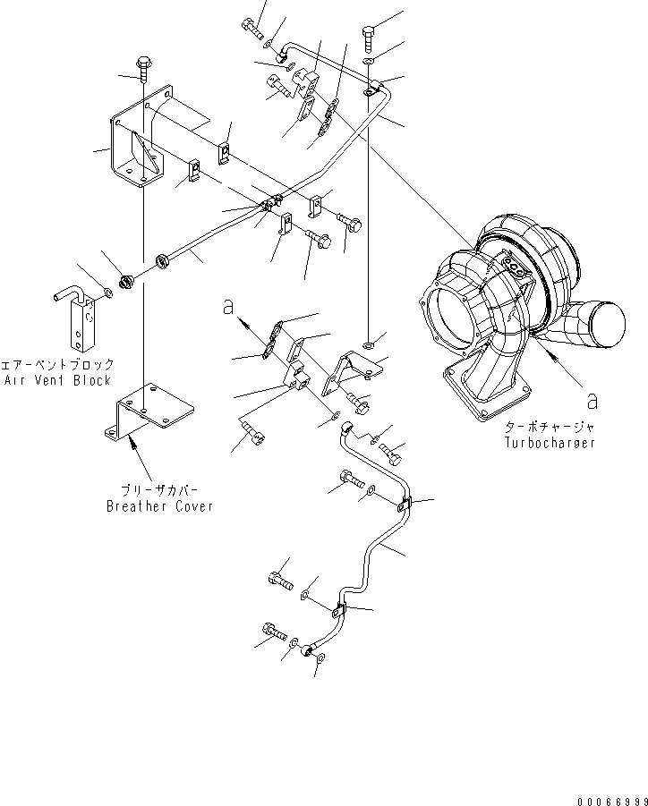 Engines Komatsu / SAA6D170E-5CR-W S/N 610001-UP(saa6d3hc) / TURBOCHARGER WATER PIPING(030120 : A1530-B6J1)