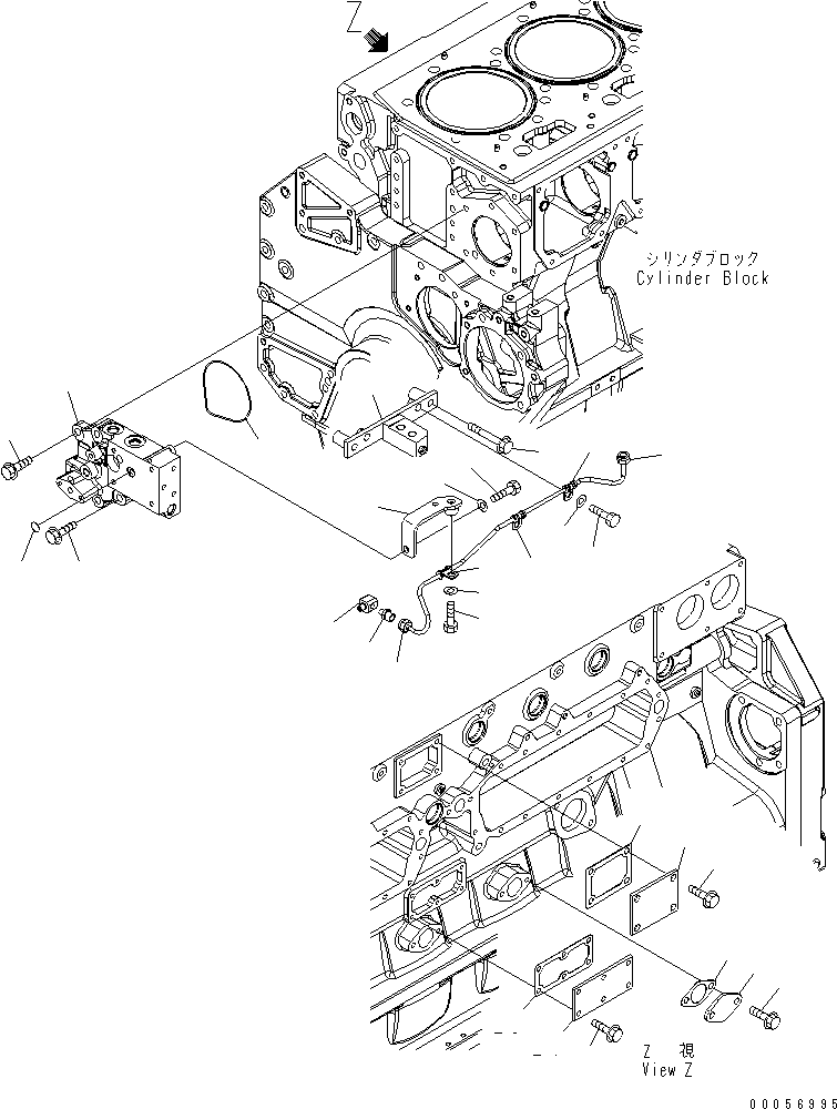 Engines Komatsu / SAA6D170E-5CR-W S/N 610001-UP(saa6d3hc) / CYLINDER BLOCK ACCESSORY (1/2) (GREASE FITTING TUBE AND BLIND COVER) (HARD WATER ARRANGE)(#610783-)(030200 : A2011-A6E1)