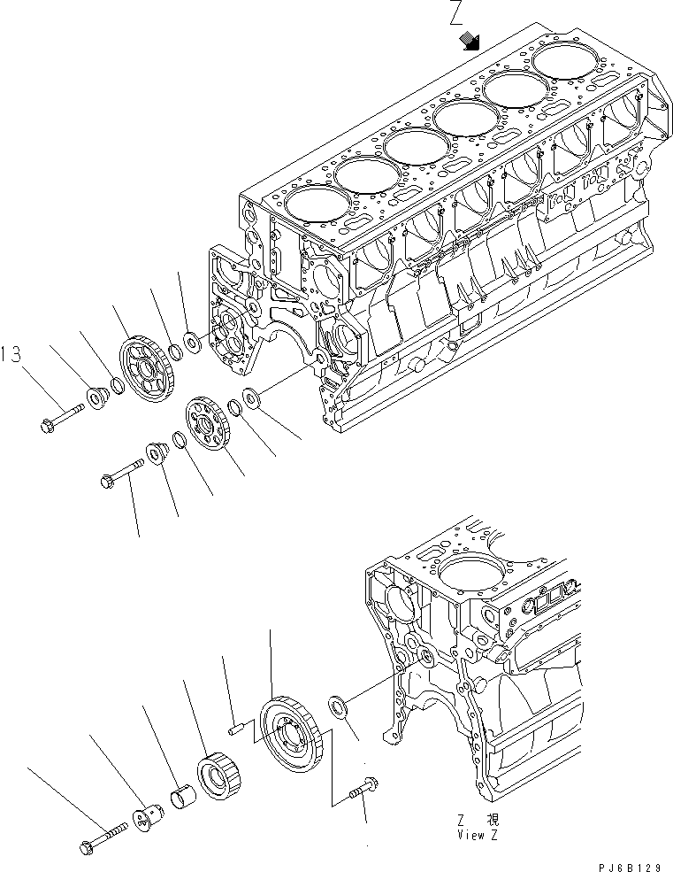 Engines Komatsu / SAA6D170E-5CR-W S/N 610001-UP(saa6d3hc) / IDLER GEAR(030280 : A2050-A6A4)