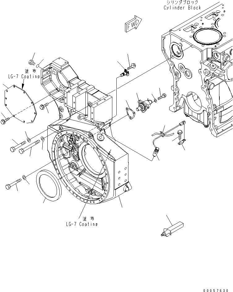 Engines Komatsu / SAA6D170E-5CR-W S/N 610001-UP(saa6d3hc) / FLYWHEEL HOUSING(030330 : A2210-A6G2)