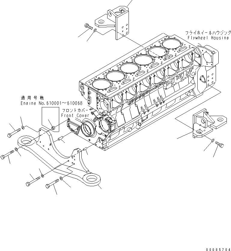 Engines Komatsu / SAA6D170E-5CR-W S/N 610001-UP(saa6d3hc) / ENGINE MOUNTING (KP-1A SPEC.)(030360 : A2250-A6E3)