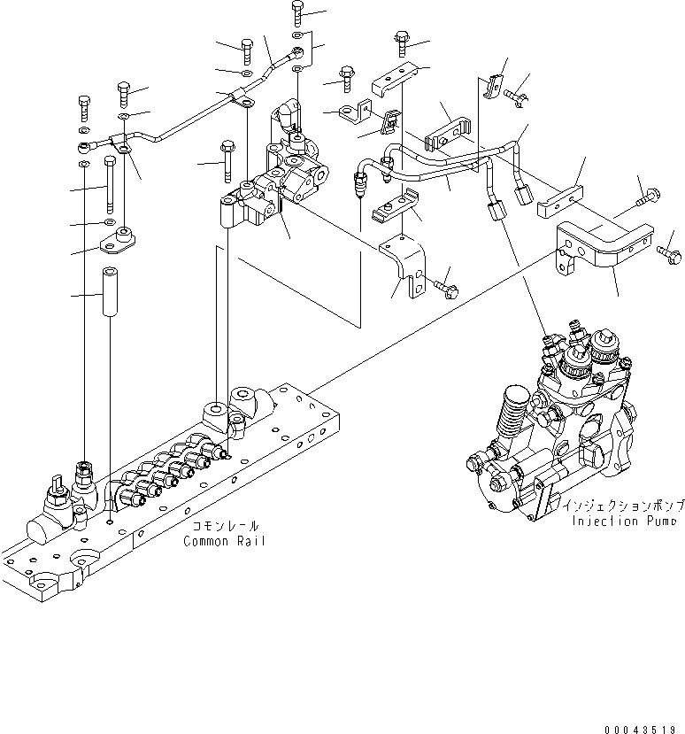 Engines Komatsu / SAA6D170E-5CR-W S/N 610001-UP(saa6d3hc) / FUEL INJECTION (3/5) (FUEL SUPPLY AND RETURN PIPING)(030510 : A4010-C6K4)