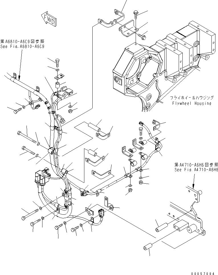 Engines Komatsu / SAA6D170E-5CR-W S/N 610001-UP(saa6d3hc) / CABLE SUPPORT (1/5) ENGINE WIRING(030750 : A4750-A6C3)