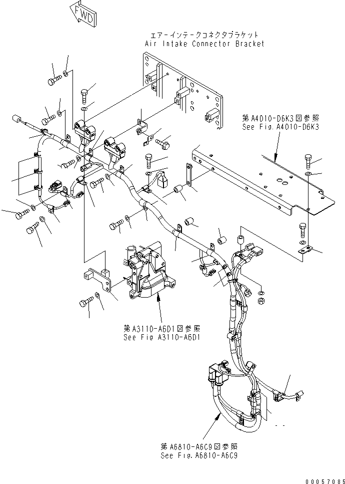 Engines Komatsu / SAA6D170E-5CR-W S/N 610001-UP(saa6d3hc) / CABLE SUPPORT (2/5) ENGINE WIRING(030760 : A4750-B6C3)