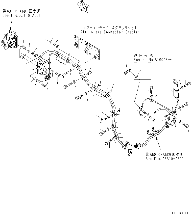 Engines Komatsu / SAA6D170E-5CR-W S/N 610001-UP(saa6d3hc) / CABLE SUPPORT (5/5) CHASSIS RELATED WIRING(030800 : A4750-E6C3)