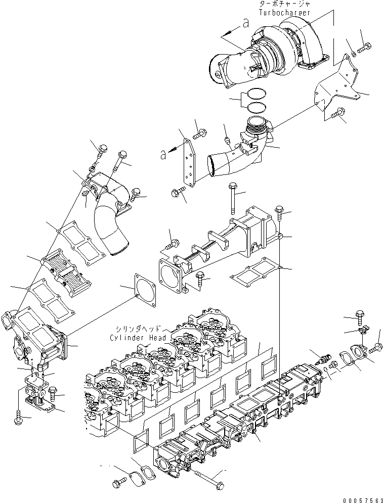 Komatsu parts book diagram for SAA6D140E-5BR-W S/N 630001-UP: AIR INTAKE MANIFOLD AND CONNECTION