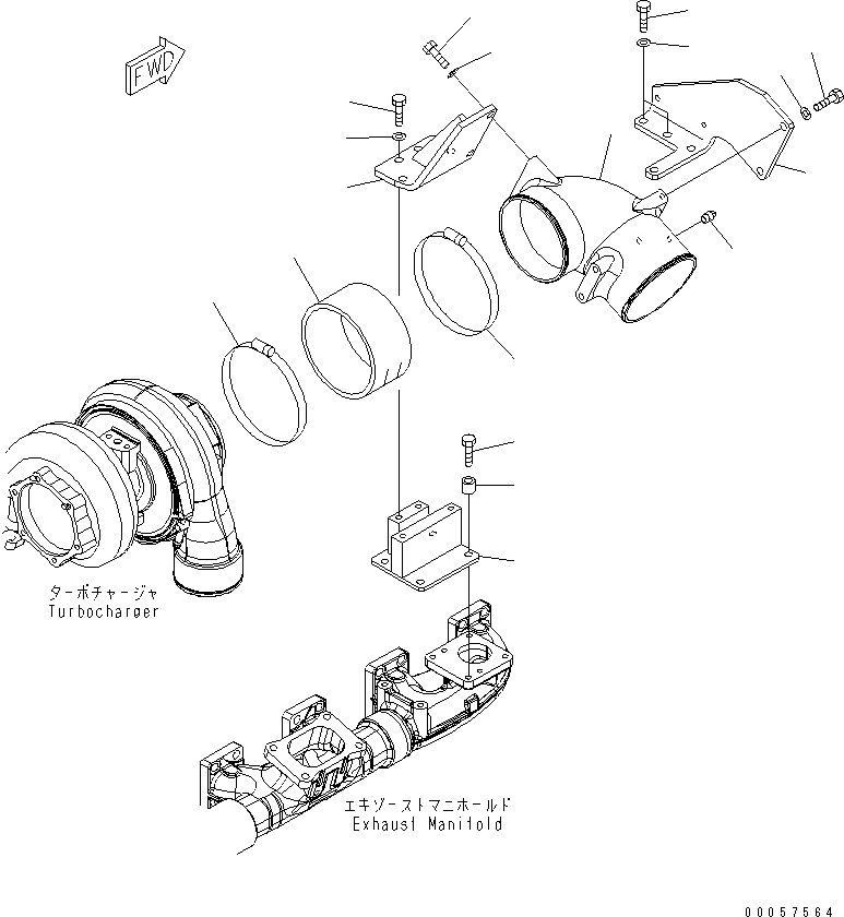Komatsu parts book diagram for SAA6D140E-5BR-W S/N 630001-UP: AIR CONNECTION (AIR CLEANER REMOTE MOUNT SPEC.)