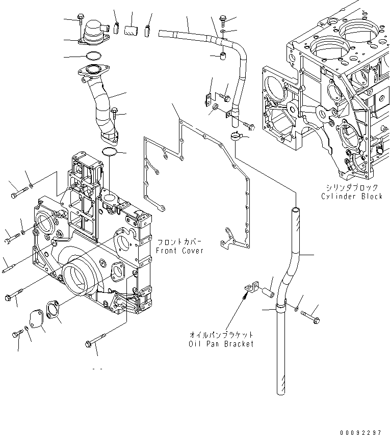 Komatsu parts book diagram for SAA6D140E-5BR-W S/N 630001-UP: FRONT COVER ACCESSORY (POINTER AND BREATHER MOUNTING)(#630437-)