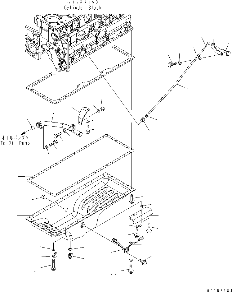 Komatsu parts book diagram for SAA6D140E-5BR-W S/N 630001-UP: OIL PAN AND SUCTION TUBE(#630001-630436)