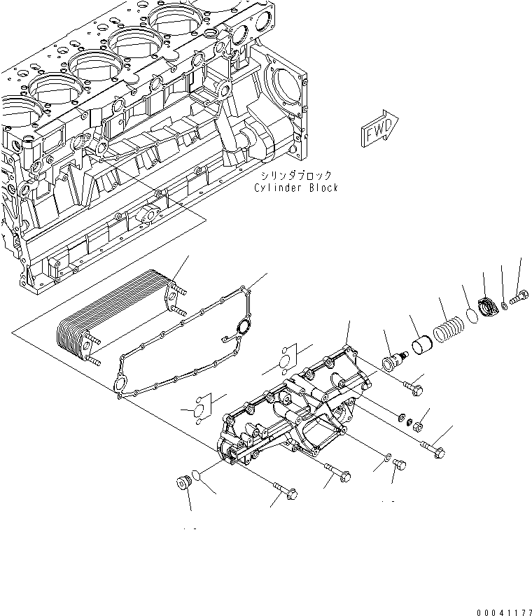 Komatsu parts book diagram for SAA6D140E-5BR-W S/N 630001-UP: OIL COOLER