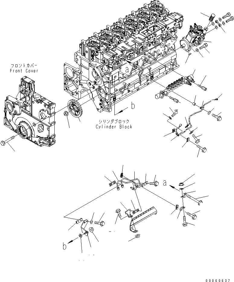 Komatsu parts book diagram for SAA6D140E-5BR-W S/N 630001-UP: FUEL SUPPLY PUMP AND COMMON RAIL MOUNTING(#630001-630436)