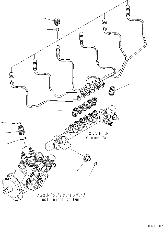 Komatsu parts book diagram for SAA6D140E-5BR-W S/N 630001-UP: FUEL SUPPLY TUBE JOINT SUPPORT