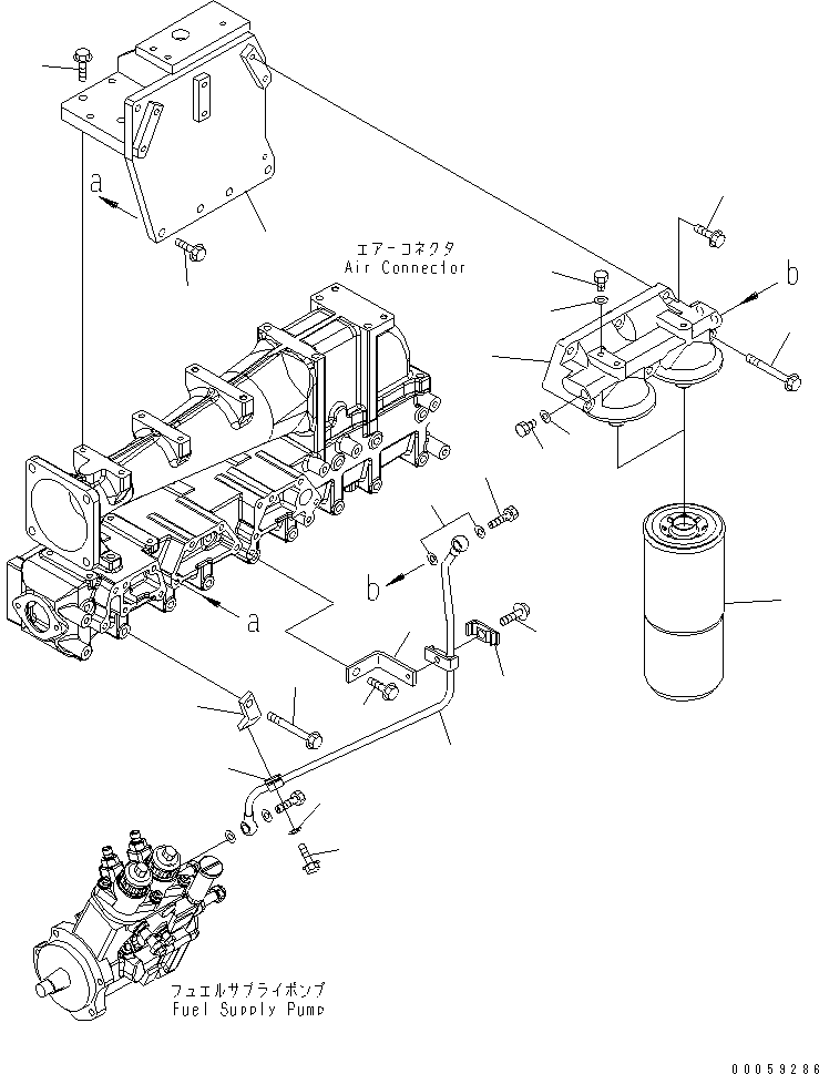 Komatsu parts book diagram for SAA6D140E-5BR-W S/N 630001-UP: FUEL FILTER (THREAD 1-5/8)(#630001-630436)