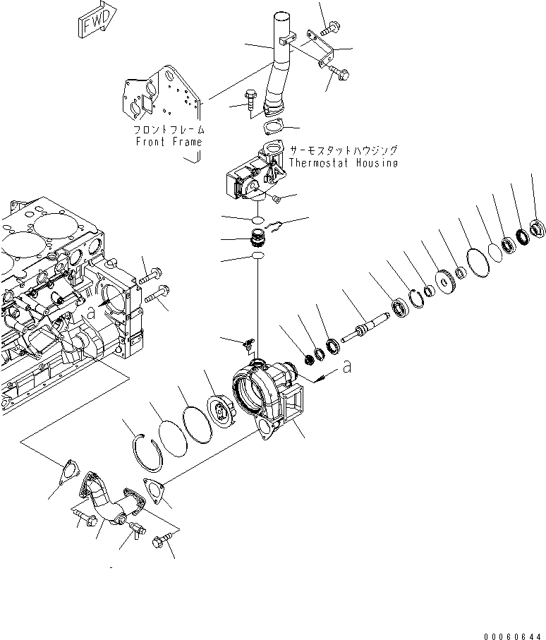 Komatsu parts book diagram for SAA6D140E-5BR-W S/N 630001-UP: WATER PUMP(#630001-631452)