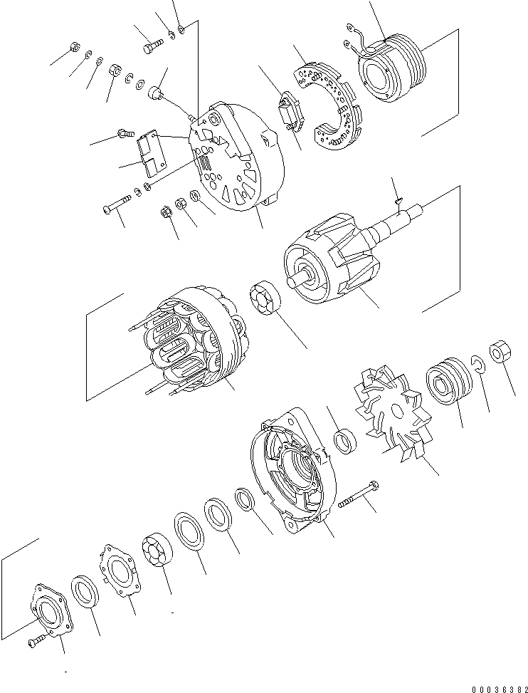 Komatsu parts book diagram for SAA6D140E-5BR-W S/N 630001-UP: ALTERNATOR (90A) (INNER PARTS)(#630001-631640)