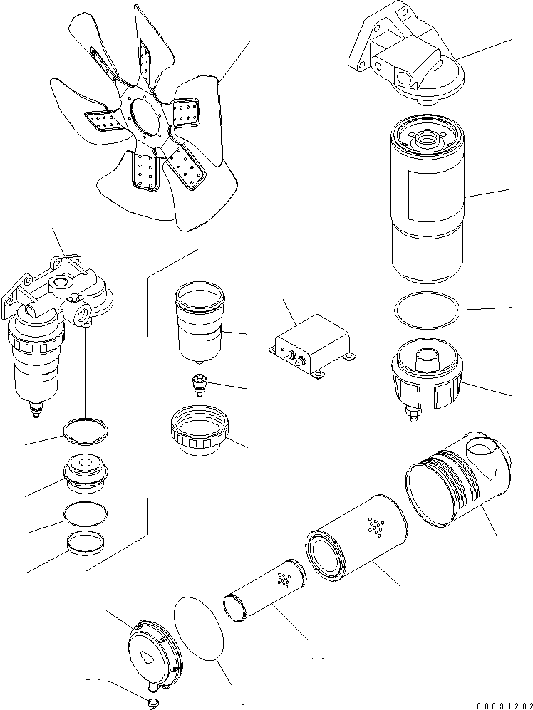 Komatsu parts book diagram for SAA6D140E-5BR-W S/N 630001-UP: AIR CLEANER (CHASSIS MOUNT)(#630012-)