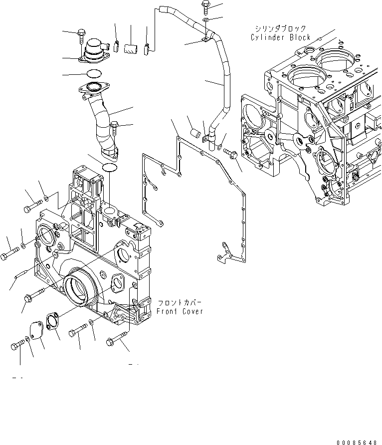 Engines Komatsu / SAA6D140E-5GR-W S/N 630001-UP(saa6d3oc) / FRONT COVER ACCESSORY AND BREATHER(#630006-)(030160 : A2041-A4K9)