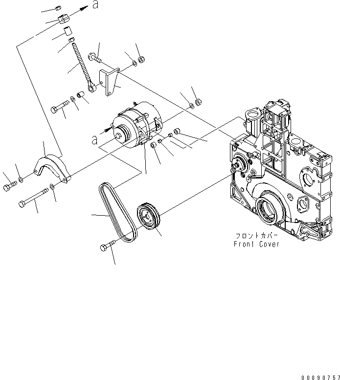 Engines Komatsu / SAA6D140E-5GR-W S/N 630001-UP(saa6d3oc) / ALTERNATOR MOUNTING (75A)(#630412-)(030600 : A6010-A4M2A)