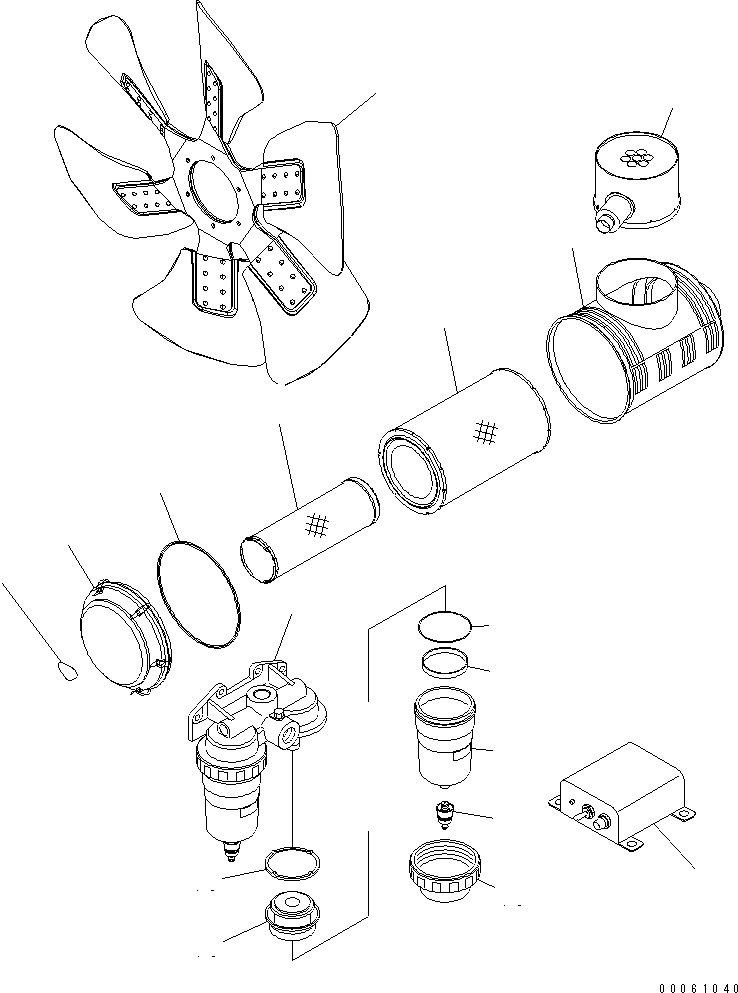 Engines Komatsu / SAA6D140E-5GR-W S/N 630001-UP(saa6d3oc) / COOLING FAN ? AIR CLEANER ? WATER SEPARATOR AND TIMER(#630014-)(030800 : B9999-A4W6)