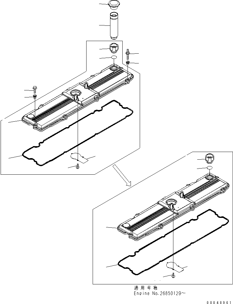 Engines Komatsu / SAA6D114E-3D-WT S/N 26850001-UP(saa6d3pc) / VALVE COVER(030060 : A111P-01C4)