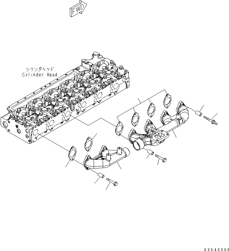Engines Komatsu / SAA6D114E-3D-WT S/N 26850001-UP(saa6d3pc) / EXHAUST MANIFOLD(030120 : A151V-01A6)