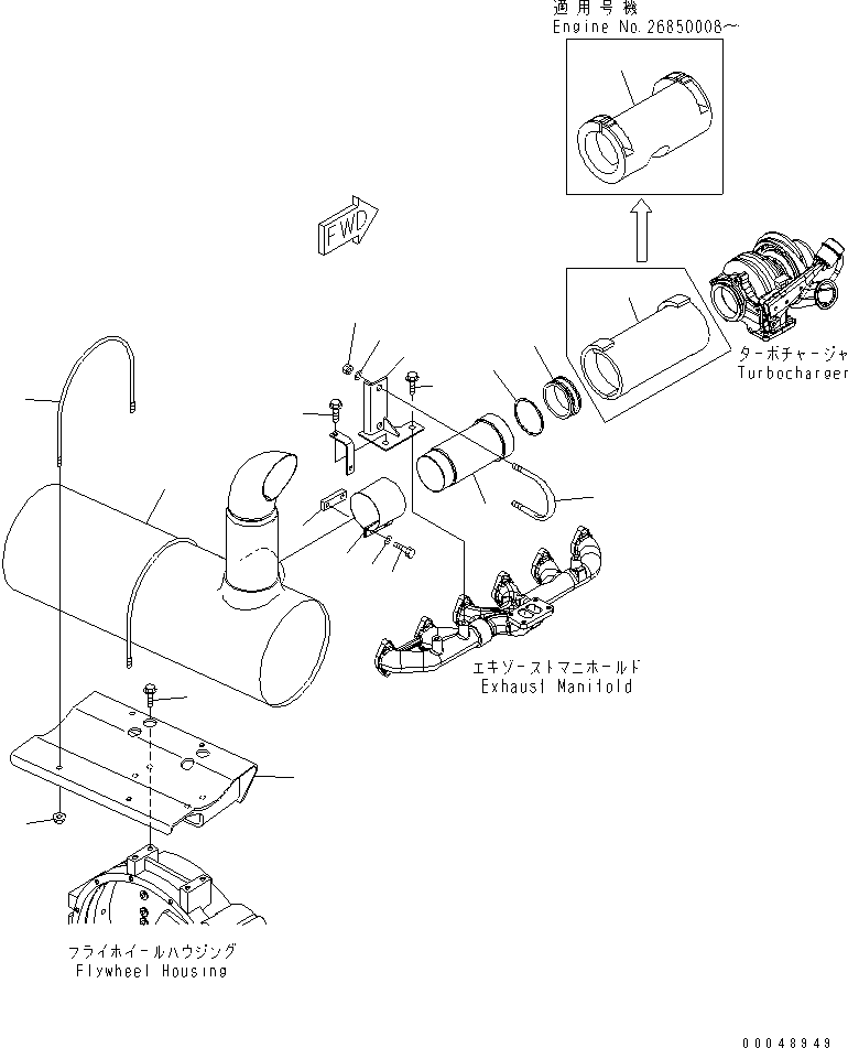 Engines Komatsu / SAA6D114E-3D-WT S/N 26850001-UP(saa6d3pc) / MUFFLER(030180 : A1610-01K0)
