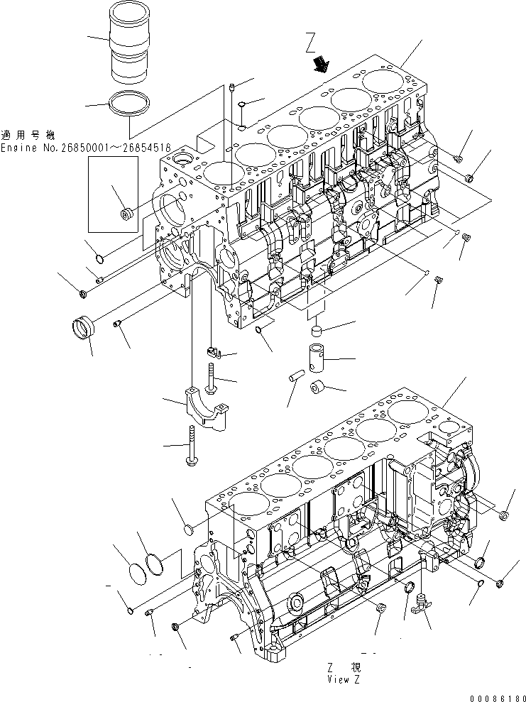 Engines Komatsu / SAA6D114E-3D-WT S/N 26850001-UP(saa6d3pc) / CYLINDER BLOCK(030230 : A2019-01A4)