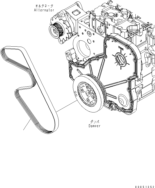 Engines Komatsu / SAA6D114E-3D-WT S/N 26850001-UP(saa6d3pc) / WATER PUMP DRIVE BELT (60A)(#26850587-)(030760 : A601R-01A9)