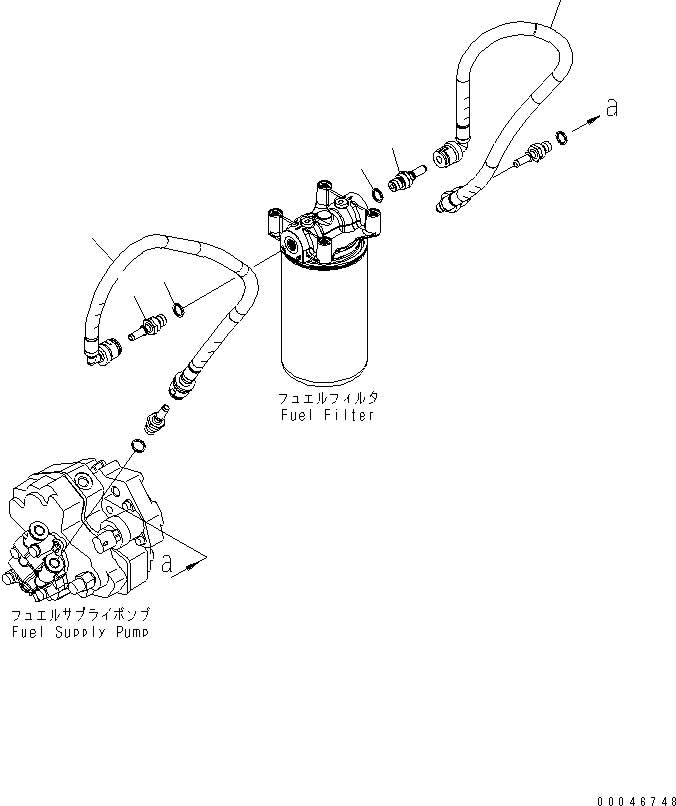 Engines Komatsu / SAA6D107E-1E-W1 S/N 26500006-UP(saa6d3sc) / FUEL FILTER PIPING(030480 : A411R-01B6)