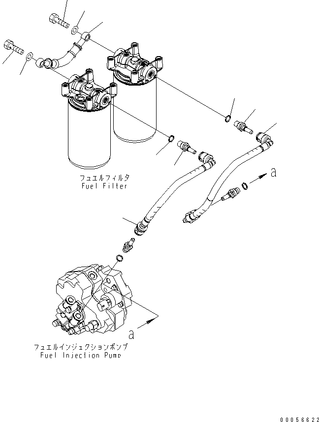 Engines Komatsu / SAA6D107E-1E-W1 S/N 26500006-UP(saa6d3sc) / FUEL FILTER PIPING (EXTRA POOR FUEL SPEC.) (WATER AND DUST)(#26502469-)(030490 : A411R-01C1)