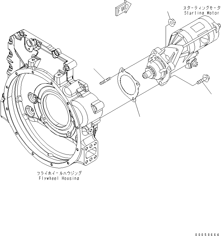 Engines Komatsu / SAA6D107E-1E-W1 S/N 26500006-UP(saa6d3sc) / STARTING MOTOR MOUNTING (5.5KW)(#26504303-)(030820 : A621S-01B6)