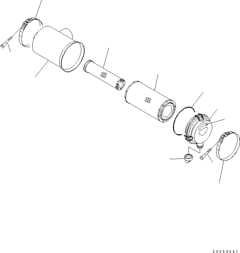 Engines Komatsu / SAA6D107E-1E-W1 S/N 26500006-UP(saa6d3sc) / AIR CLEANER (PRE-CLEANER SPEC. OR DUST PROOF SPEC.)(030970 : B9999-01Y3)