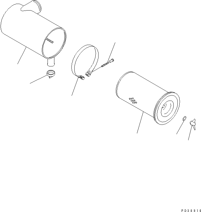 Engines Komatsu / SAA6D95LE-1A S/N 150915-UP(saa6d92r) / AIR CLEANER (SINGLE ELEMENT TYPE)(030100 : A1410-A0H4)