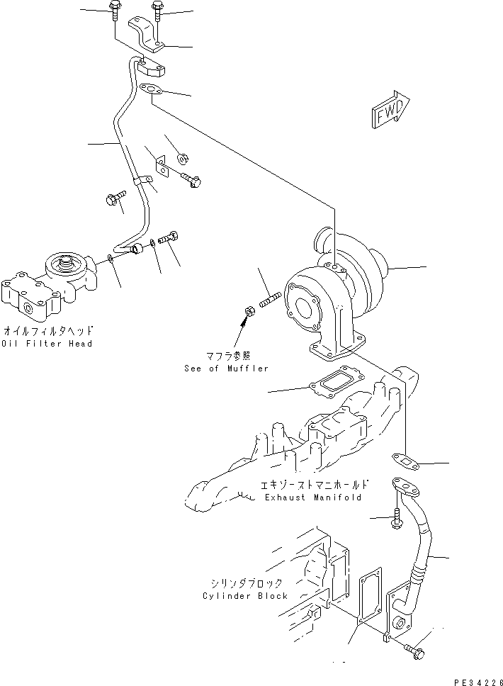 Engines Komatsu / SAA6D95LE-1A S/N 150915-UP(saa6d92r) / TURBOCHARGER OIL PIPING (WITH BYPASS FILTER)(030130 : A1530-A0C9)