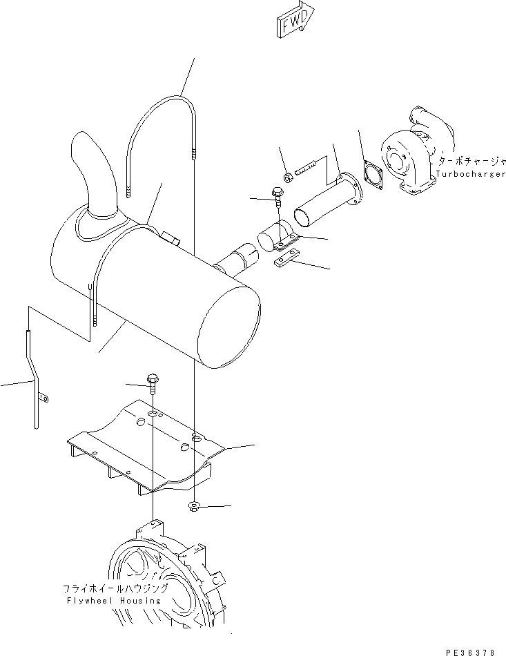 Engines Komatsu / SAA6D95LE-1A S/N 150915-UP(saa6d92r) / MUFFLER(030170 : A1610-A0H7A)