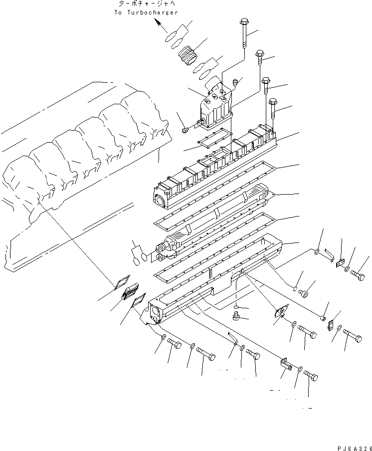 Engines Komatsu / SDA12V140-1C S/N 11797-UP(sda12v0c) / AIR INTAKE MANIFOLD AND AFTER COOLER (L.H. BANK)(030040 : A1310-A7D1)