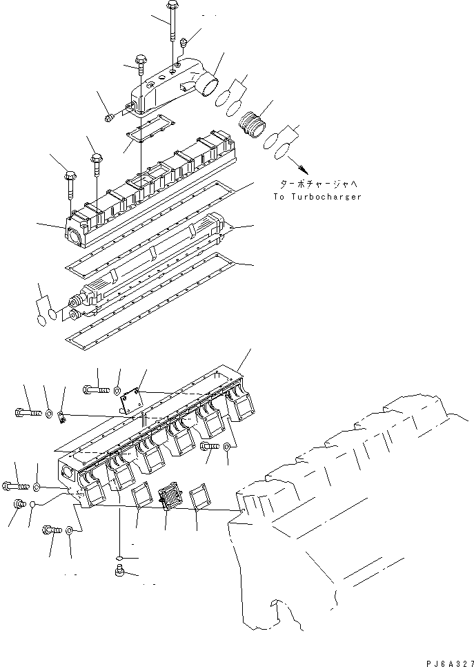 Engines Komatsu / SDA12V140-1C S/N 11797-UP(sda12v0c) / AIR INTAKE MANIFOLD AND AFTER COOLER (R.H. BANK)(030050 : A1310-B7D1)