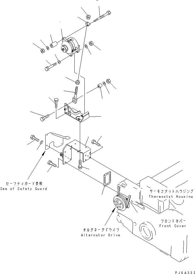Engines Komatsu / SDA12V140-1C S/N 11797-UP(sda12v0c) / ALTERNATOR MOUNTING (90A)(#12521-)(031160 : A6010-A7B3)