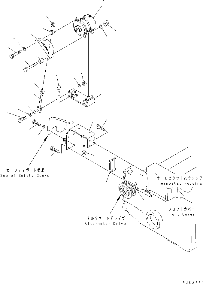 Engines Komatsu / SDA12V140-1C S/N 11797-UP(sda12v0c) / ALTERNATOR MOUNTING (75A) (HARDENING PULLEY)(#12251-)(031170 : A6010-A7B4)