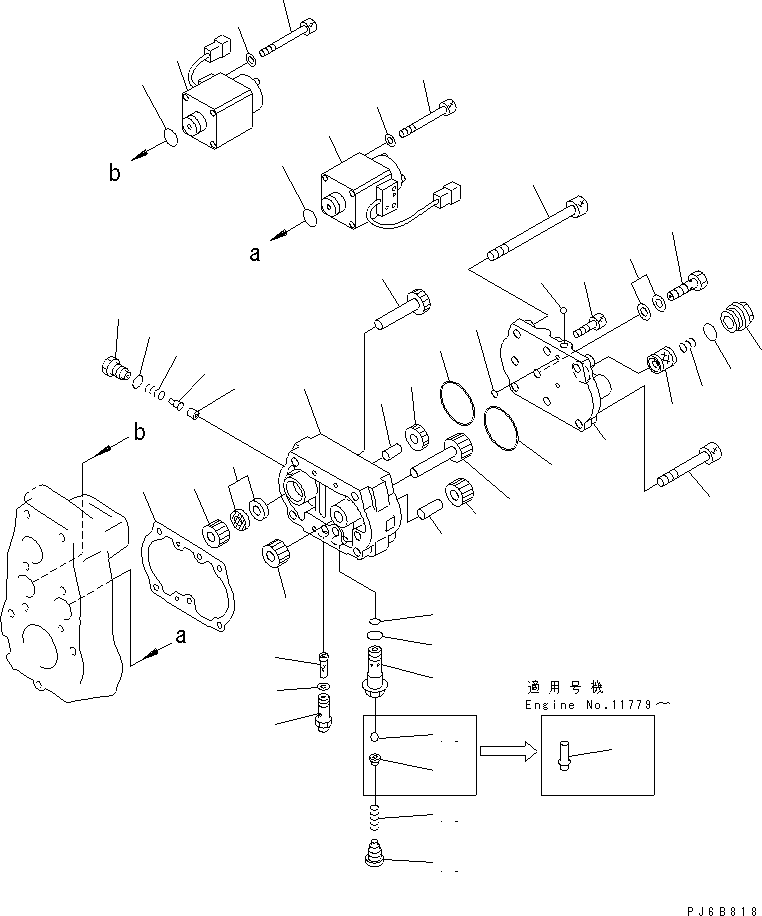 Engines Komatsu / SDA12V140-1B-A S/N 10001-UP(sda12v4c) / FUEL INJECTION PUMP (GOVERNOR) (L.H.) (2/2) (FOR ELECTRICAL GOVERNOR) (INNER PARTS)(#10034-)(030750 : A4010-E7A8)