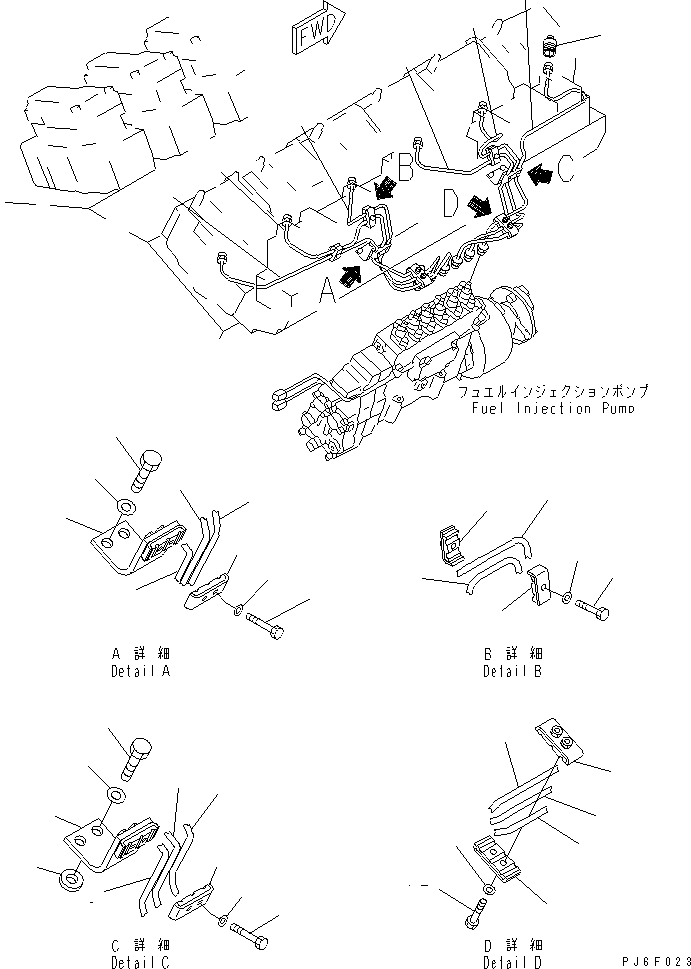 Engines Komatsu / SDA12V140-1B-A S/N 10001-UP(sda12v4c) / FUEL INJECTION PUMP PIPING (R.H. BANK) (FOR ELECTRICAL GOVERNOR)(#12979-)(030920 : A4050-B7A2)