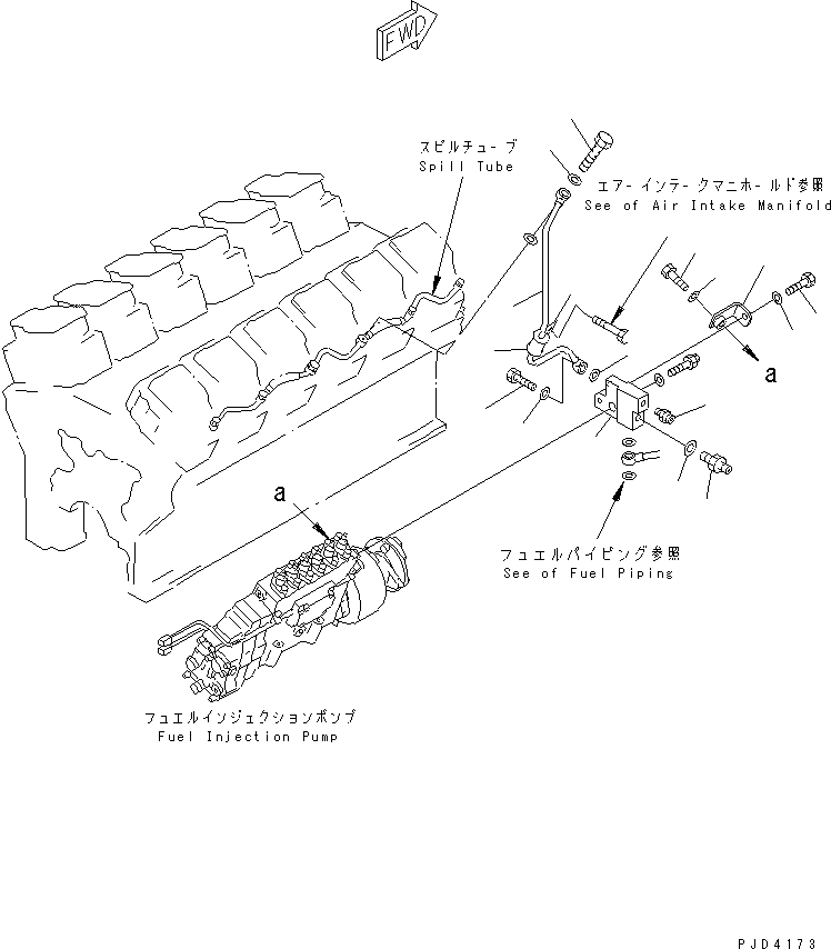 Engines Komatsu / SDA12V140-1B-A S/N 10001-UP(sda12v4c) / FUEL RETURN (R.H. BANK) (FOR ELECTRICAL GOVERNOR)(#12000-)(031100 : A4230-B7B9)