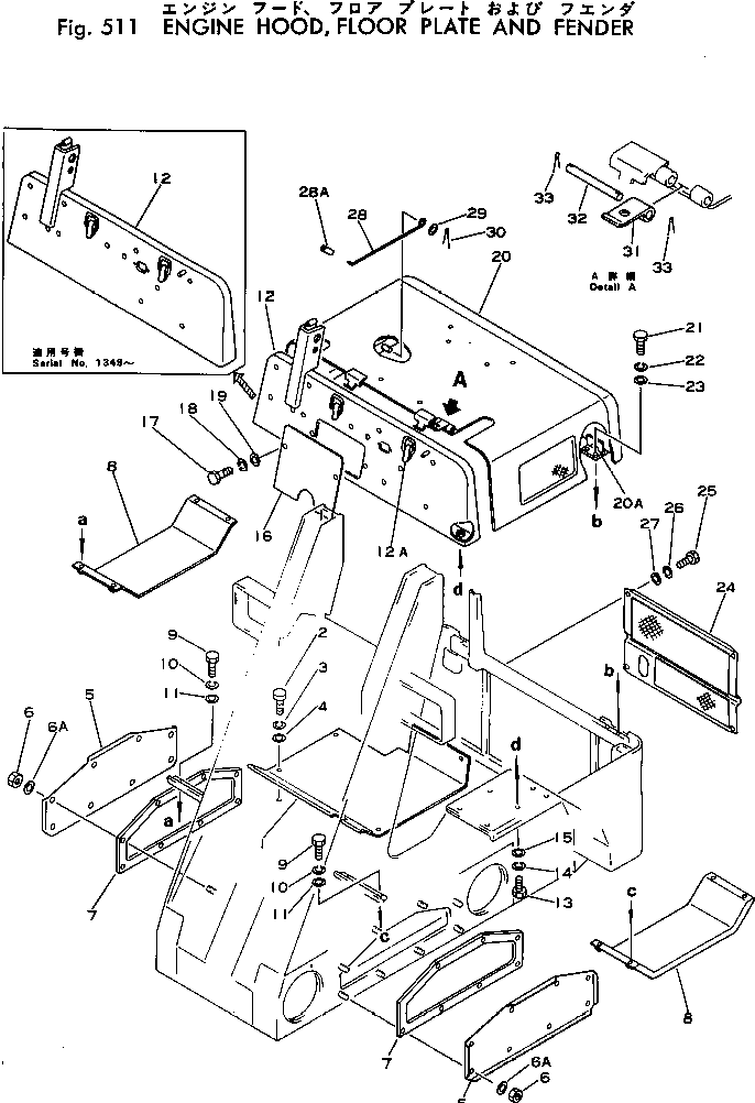 Skid Steer Loaders Komatsu / SK04-1 S/N 1001-UP(sk04-1r) / ENGINE HOOD ? FLOOR PLATE AND FENDER(150030 : 511)