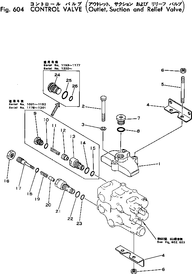 Skid Steer Loaders Komatsu / SK04-1 S/N 1001-UP(sk04-1r) / CONTROL VALVE (OUTLET ? SUCTION AND RELIEF VALVE)(180050 : 604)