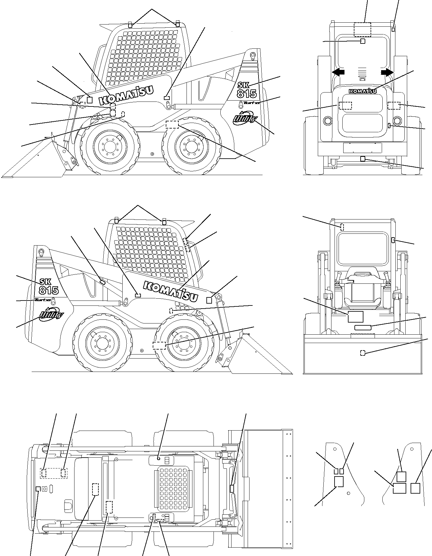 Skid Steer Loaders Komatsu / HAND & FOOT CONTROLS SK815-5 turbo S/N 37BTF00003-Up(sk815thf) / MARK PLATE(A-0150 : 9810)