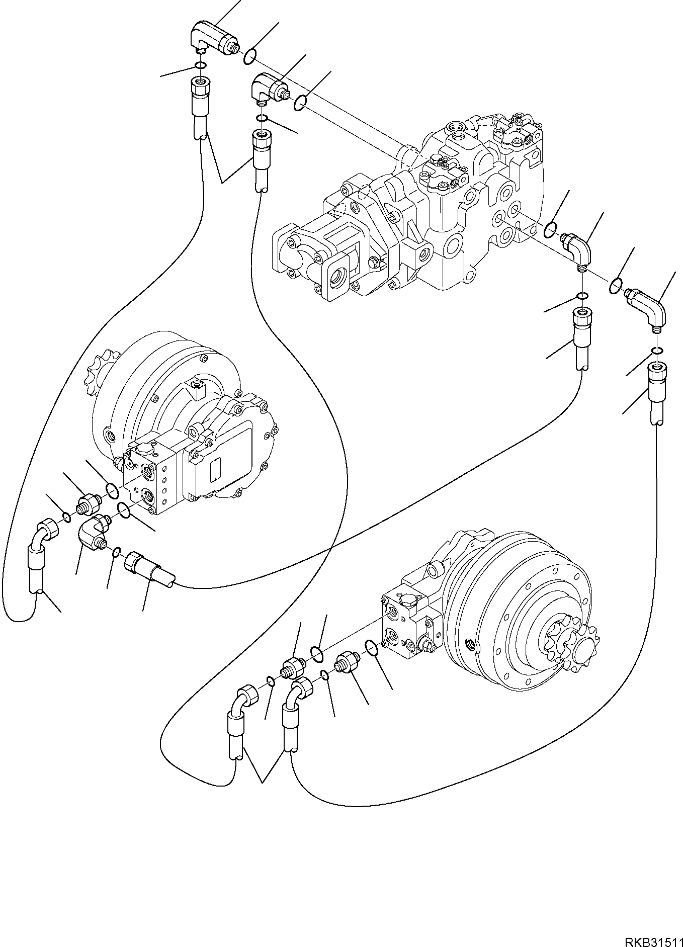 Skid Steer Loaders Komatsu / SK818-5 S/N 37BF50111-Up(sk818_a) / HYDRAULIC PIPING (TRAVEL MOTOR LINE)(F-6540 : 6540)